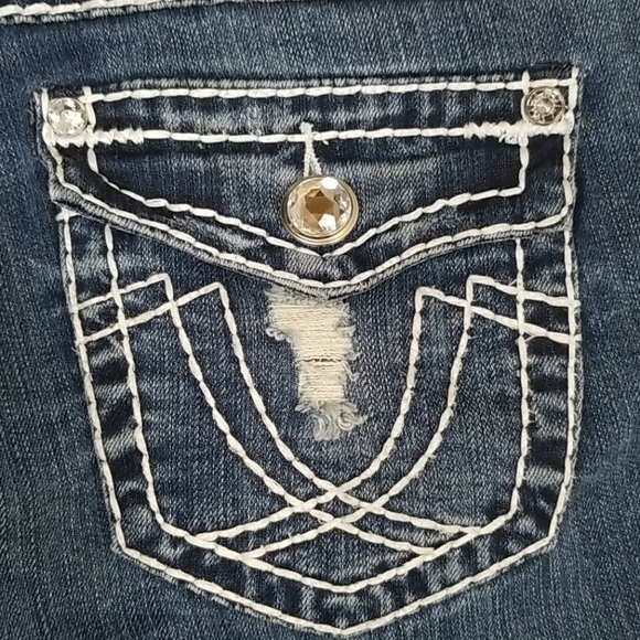 LA Idol USA Embellished Boot Cut Distressed Jeans - Picture 5 of 9